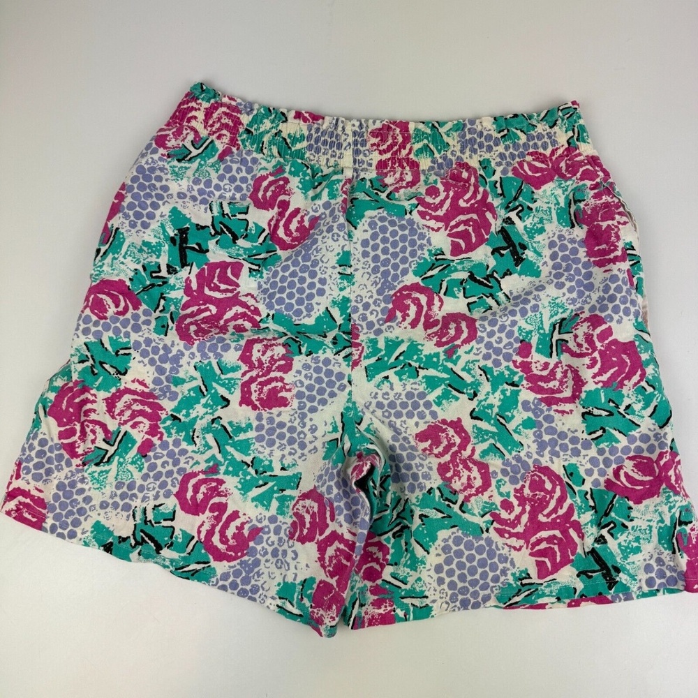 Vintage 80s Womens Size S High Waisted Floral Tropical Print Shorts Made in USA - Picture 8 of 8